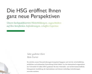 HSG ES Brochüren - Beispiel Begrüssungsseite