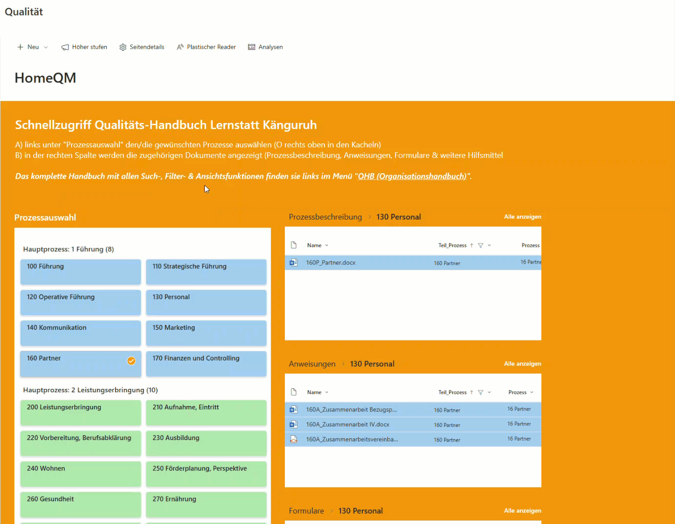 QMS mit Sharpoint einfache Filterung