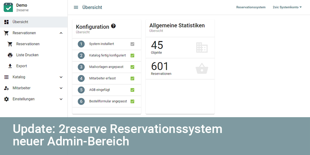 Es ist Bescherungszeit: 2reserve Update im Admin-Bereich