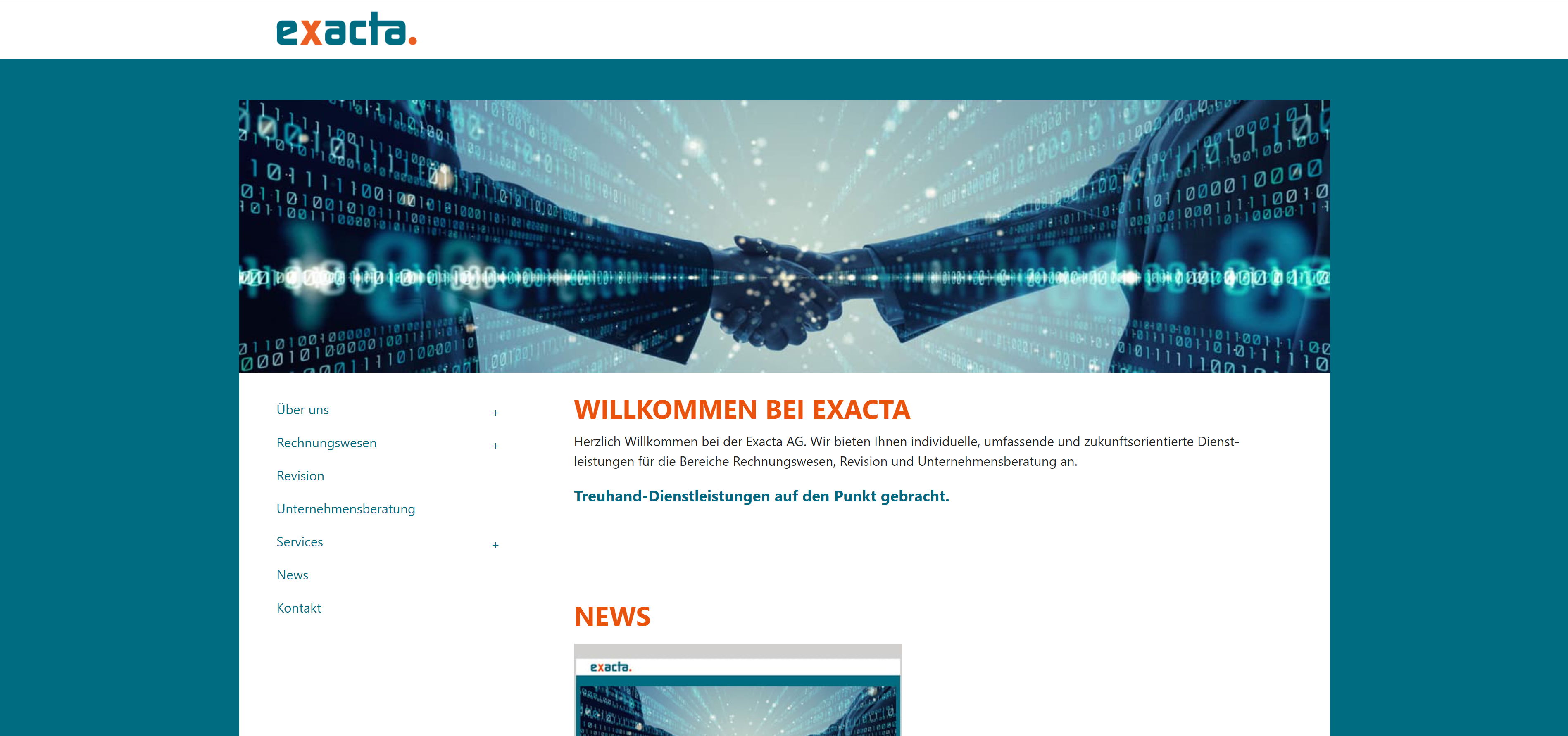 Basis-Website mit News-Modul für Exacta AG