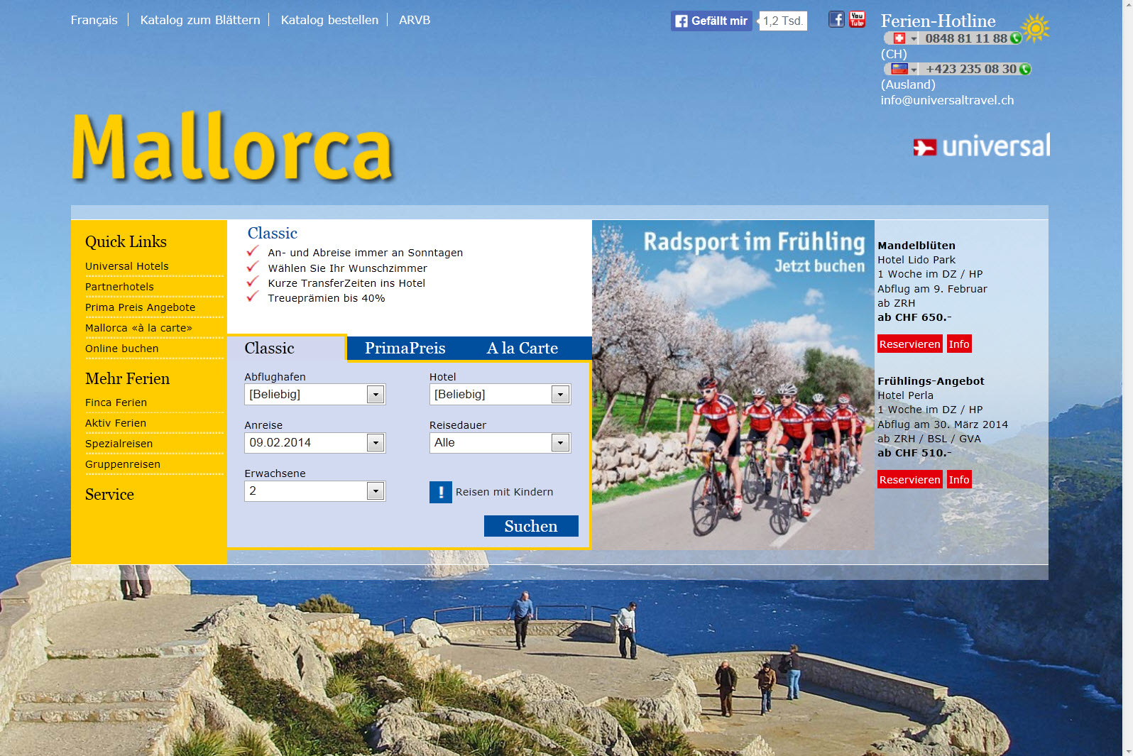 Mallorca Experte Universal Travel mit neuer Website