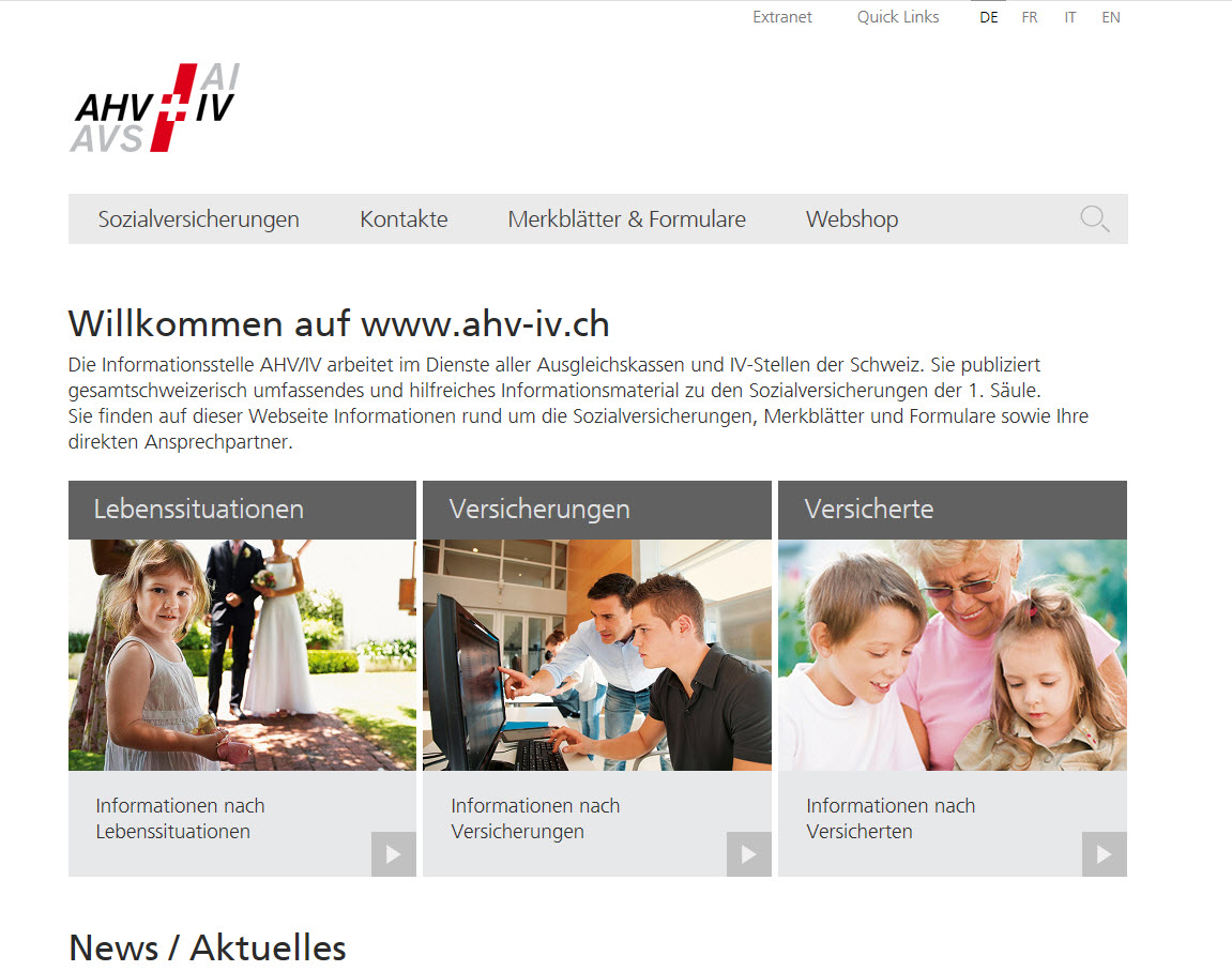 Eine für alles: Neue Website AHV-IV