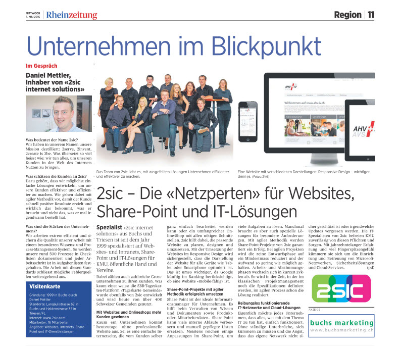 2sic Portrait in der Rheinzeitung