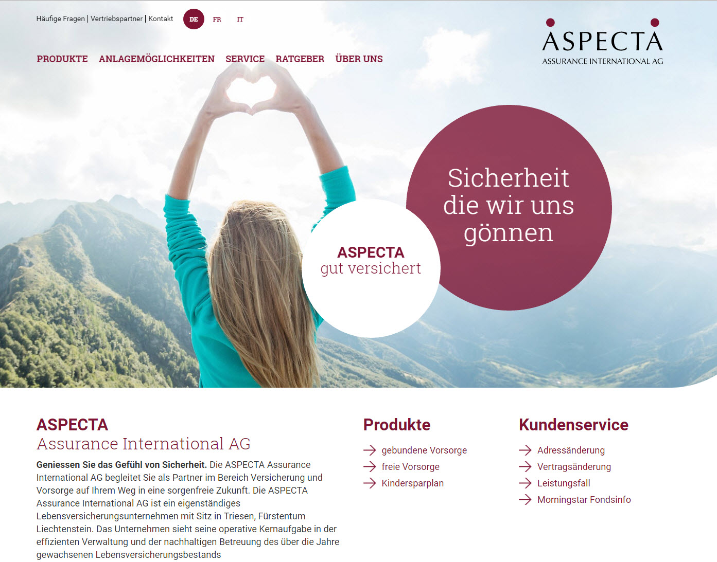 Aspecta Assurance mit neuer Website